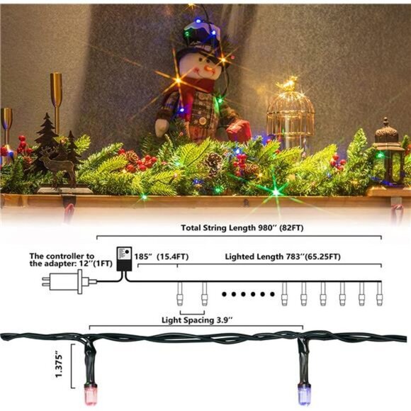 Led Christmas Tree Lights Multicolor, 200 Led Christmas String Lights - Picture 5 of 6